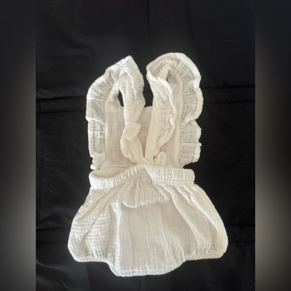 Chick Pea Organic White Baby Girl Overalls - Picture 2 of 3